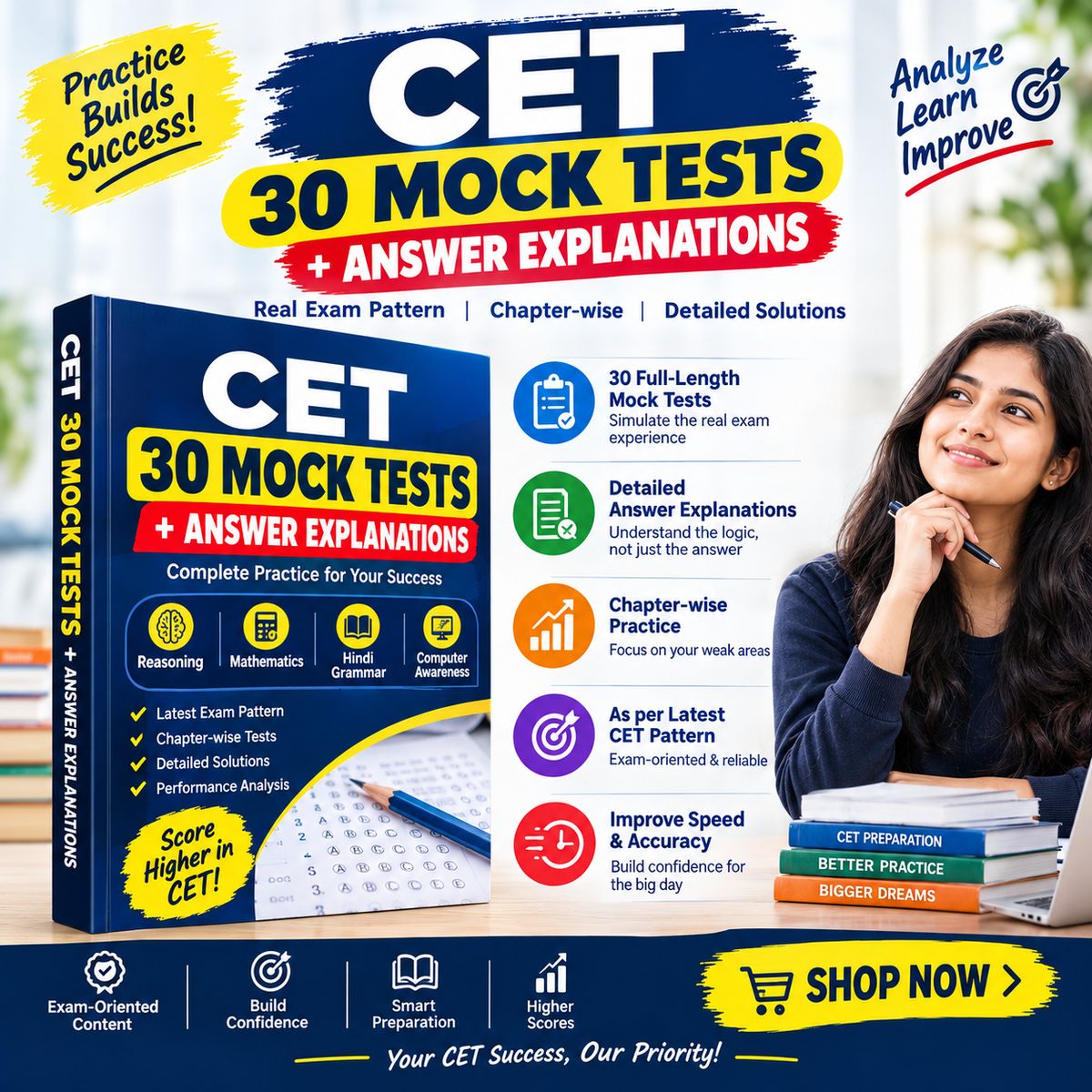 Rajasthan CET 30 Mock Tests with Answer Explanations | PDF
