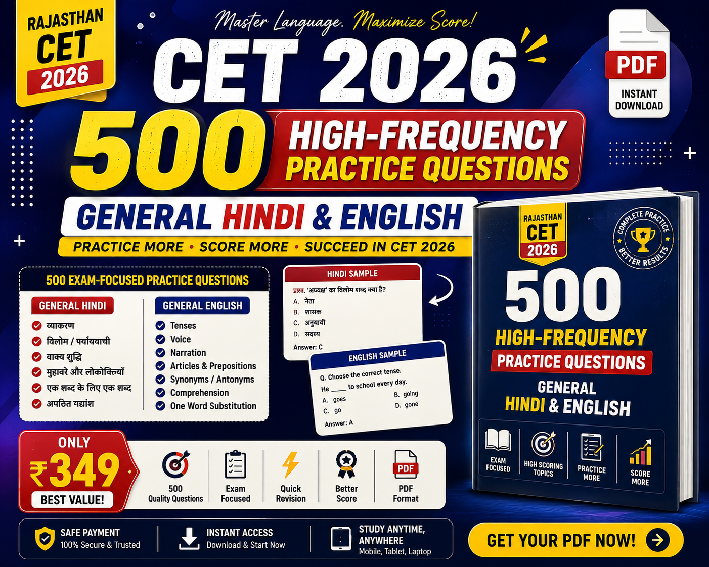 CET 500 High-Frequency General Hindi & English Practice Set