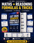 CET Quick Revision Formula & Trick Sheet for Maths & Reasoning
