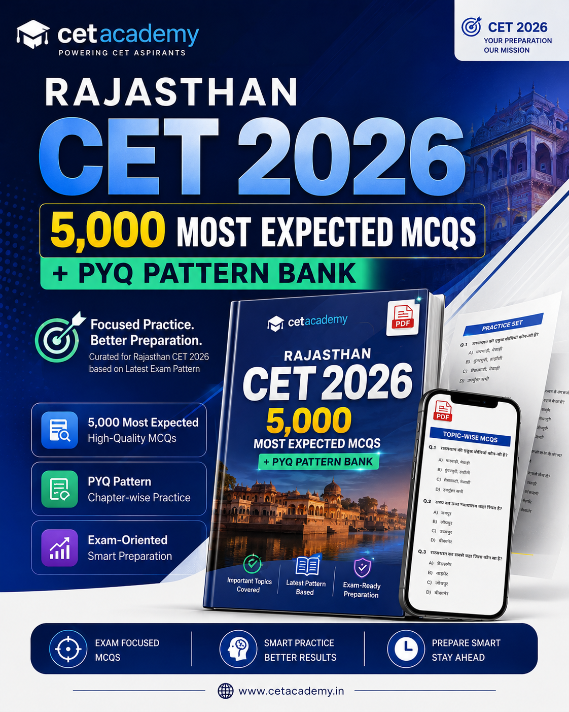 Rajasthan CET 2026 — 5,000 Most Expected MCQs + PYQ Pattern Bank