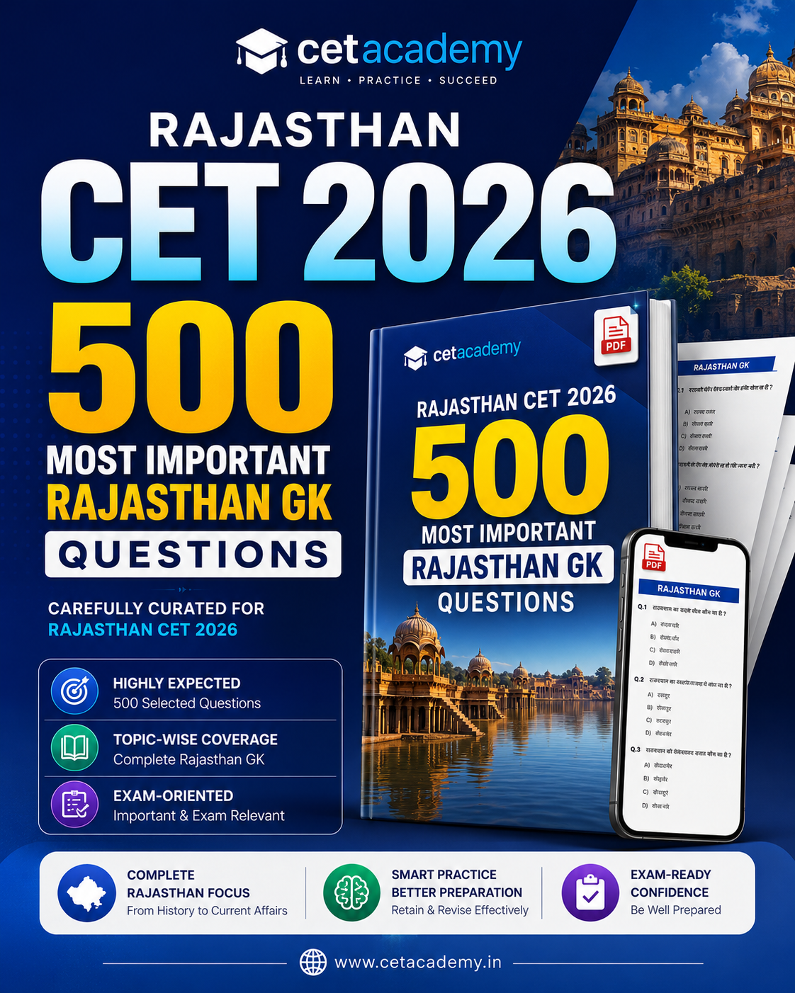Rajasthan CET 2026 — 500 Most Important Rajasthan GK Questions